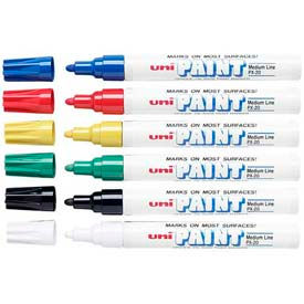 Sandford Ink Corporation 63630 Sanford® Uni Paint Marker, Oil-Based, Medium, Assorted Ink, 6/Set image.