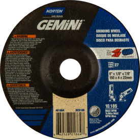 SAINT GOBAIN ABRASIVES 66252801864 Norton 66252801864 Gemini Grinding and Cutting Wheel 6" x 1/8" x 7/8" 24 Grit Aluminum Oxide image.