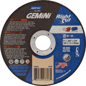 SAINT GOBAIN ABRASIVES 66252823603 Norton 66252823603 Gemini Right Angle Cut-Off Wheel 5" x .045" x 7/8" 36 Grit Aluminum Oxide Type 1 image.