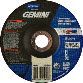 SAINT GOBAIN ABRASIVES 66252841906 Norton 66252841906 Gemini Cutting Wheel 6" x 3/32" x 7/8" 30 Grit Aluminum Oxide image.