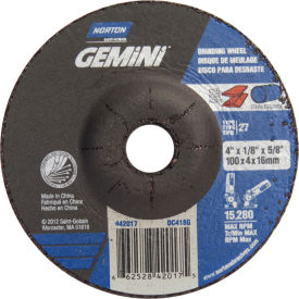 SAINT GOBAIN ABRASIVES 66252842017 Norton 66252842017 Gemini Grinding and Cutting Wheel 4" x 1/8" x 5/8" 24 Grit Aluminum Oxide image.