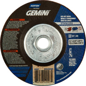 SAINT GOBAIN ABRASIVES 66252842027 Norton 66252842027 Gemini Cutting Wheel 4-1/2" x 3/32" x 5/8 - 11" 30 Grit Aluminum Oxide image.