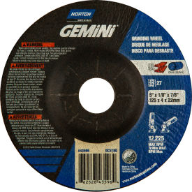 SAINT GOBAIN ABRASIVES 66252843596 Norton 66252843596 Gemini Grinding and Cutting Wheel 5" x 1/8" x 7/8" 24 Grit Aluminum Oxide image.