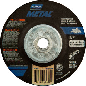 SAINT GOBAIN ABRASIVES 66252843605 Norton 66252843605 Metal Grinding Wheel 4-1/2" x 1/4" x 5/8 - 11" 24 Grit Aluminum Oxide image.