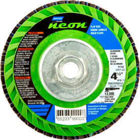 SAINT GOBAIN ABRASIVES 66623399002 Norton 66623399002 Neon Plastic Flat Flap Disc T27 4-1/2" x 5/8 - 11" P80 Grit Zirconia Alumina image.