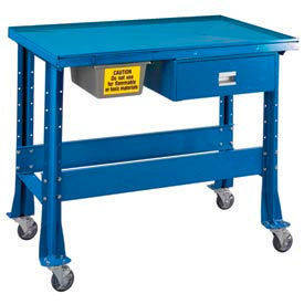 Shure Manufacturing Corporation 800023-MB Shure Portable Standard Teardown or Fluid Containment Bench, 48"W x 32"D, Blue image.