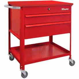 Shure Manufacturing Corporation 800223-CR Shure Mobile Technician Cart W/ 2 Drawers & Shelf, 29-1/4"W x 18-1/4"D, Red image.