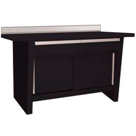Shure Manufacturing Corporation 811009-GB Shure Cabinet Bench W/ 2 Drawers & 2 Doors, Stainless Steel Square Edge, 60"W x 24"D, Black image.