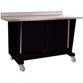 Shure Manufacturing Corporation 811015-GB Shure Mobile Cabinet Bench W/ 2 Doors, Stainless Steel Square Edge, 60"W x 24"D, Black image.