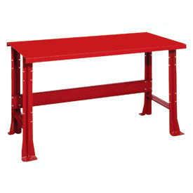 Shure Manufacturing Corporation 811039-CR Shurestop® Adjustable Height Workbench, 60 x 29", Flared Leg, Steel Square Edge, Carmine Red image.