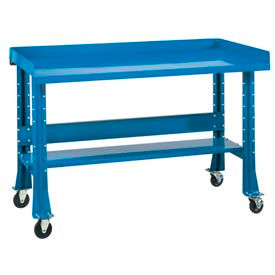 Shure Manufacturing Corporation 811063-MB Shure Mobile Teardown Workbench W/ C Channel Leg, Steel Square Edge, 60"W x 29"D, Monaco Blue image.