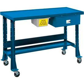 Shure Manufacturing Corporation 811098-MB Shure Portable Oversized Teardown or Fluid Containment Bench, 60"W x 32"D, Blue image.