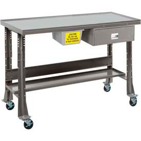 Shure Manufacturing Corporation 811098-SG Shure Portable Oversized Teardown or Fluid Containment Bench, 60"W x 32"D, Gray image.