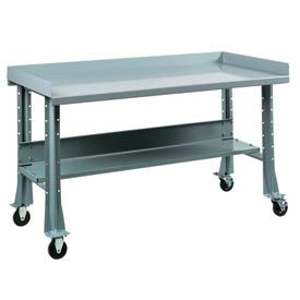 Shure Manufacturing Corporation 811117-SG Shure Mobile Teardown Workbench W/ C Channel Leg, Stainless Steel Square Edge, 60"W x 29"D, Gray image.