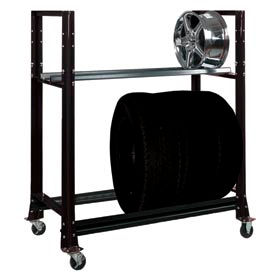 Shure Manufacturing Corporation 973726-GB 2 Tier Tire Cart- 54-3/4"W x 25-5/8"D x 62"H-Gloss Black image.