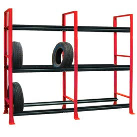 Shure Manufacturing Corporation 973766-CR Tire Rack-2 sect./3 tiers, stationary, 120"W x 25-5/8"D x 96-3/4"H-Carmine Red image.