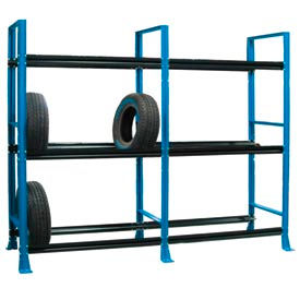 Shure Manufacturing Corporation 973766-MB Tire Rack-2 sect./3 tiers, stationary, 120"W x 25-5/8"D x 96-3/4"H-Monaco Blue image.