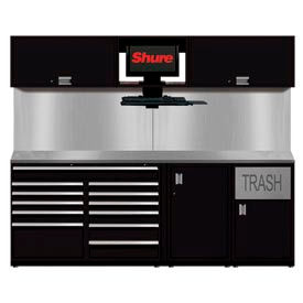 Shure Manufacturing Corporation STS-S4-GB Shuretech Workbench System, 9 Drawers, 96"W x 29"D, Black image.