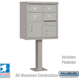 Salsbury 3300 Cluster Box Unit 4 C Doors 2 Parcel Lockers Type V Gray 