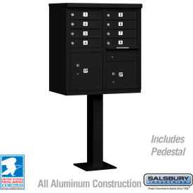 Salsbury Industries 3308BLK-U Cluster Box Unit, 8 A Size Doors, Type I, Black, USPS Access image.