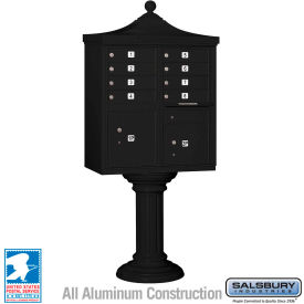 Salsbury Industries 3308R-BLK-U Regency Decorative Cluster Box Unit, Tall, 8 A Size Doors, Type I, Black, USPS Access image.