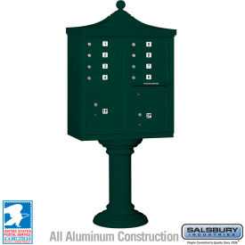 Salsbury Industries 3308R-GRN-U Regency Decorative Cluster Box Unit, Tall, 8 A Size Doors, Type I, Green, USPS Access image.
