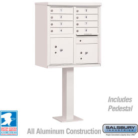 Salsbury Industries 3308WHT-U Cluster Box Unit, 8 A Size Doors, Type I, White, USPS Access image.