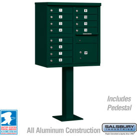 Salsbury Industries 3312GRN-U Cluster Box Unit, 12 A Size Doors, Type II, Green, USPS Access image.