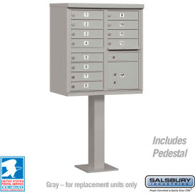 Salsbury Industries 3312GRY-U Cluster Box Unit, 12 A Size Doors, Type II, Gray, USPS Access image.