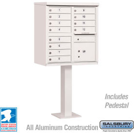 Salsbury Industries 3312WHT-U Cluster Box Unit, 12 A Size Doors, Type II, White, USPS Access image.