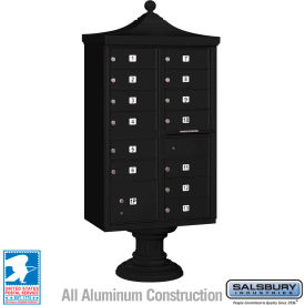Salsbury Industries 3313R-BLK-U Regency Decorative Cluster Box Unit, Short, 13 B Size Doors, Type IV, Black, USPS Access image.