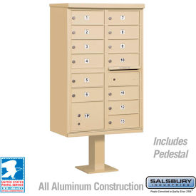 Salsbury Industries 3313SAN-U Cluster Box Unit, 13 B Size Doors, Type IV, Sandstone, USPS Access image.