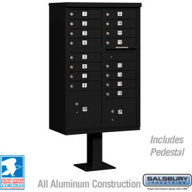 Salsbury Industries 3316BLK-U Cluster Box Unit, 16 A Size Doors, Type III, Black, USPS Access image.