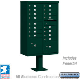 Salsbury Industries 3316GRN-U Cluster Box Unit, 16 A Size Doors, Type III, Green, USPS Access image.