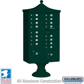 Salsbury Industries 3316R-GRN-U Regency Decorative Cluster Box Unit, Short, 16 A Size Doors, Type III, Green, USPS Access image.