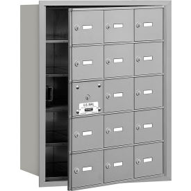 Salsbury Industries 3615AFU 4B+ Horizontal Mailbox, 15 A Doors (14 usable), Front Loading, Aluminum, USPS Access image.