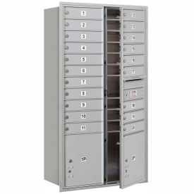 Salsbury Industries 3716D-20AFU 4C Horizontal Mailbox, 56-3/4"H, Double, 20 MB1/2 PL Doors, Front Load, Aluminum, USPS image.