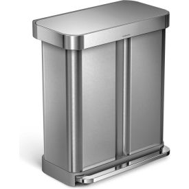 Simplehuman CW2025 simplehuman® Dual Compartment Trash Can - 15.3 Gallon Brushed Stainless Steel - CW2025 image.