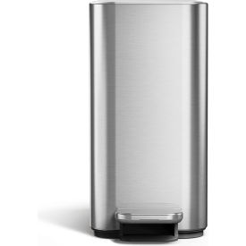 Stainless Steel Rectangle Step/Pedal Trash Can, 1.3 Gallon, Brushed Silver view 2