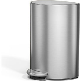Stainless Steel Half Round Step/Pedal Trash Can, 1.6 Gallon, Silver view 2