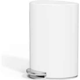 Steel Half Round Step/Pedal Trash Can, 1.6 Gallon, White view 2