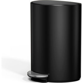 Steel Half Round Step/Pedal Trash Can, 1.6 Gallon, Black view 2