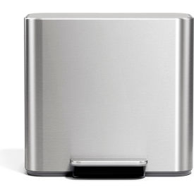 Stainless Steel Rectangle Step/Pedal Trash Can, 4 Gallon, Silver view 2