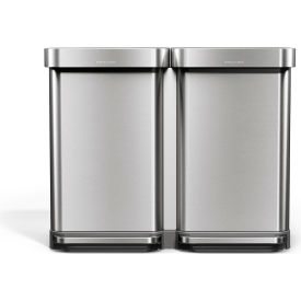 Stainless Steel Rectangle Step/Pedal Decorative Trash Can, 24 Gallon, Silver view 2