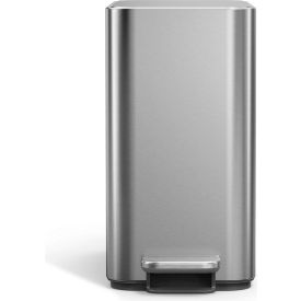 Stainless Steel Rectangle Step/Pedal Trash Can, 2.4 Gallon, Silver view 2
