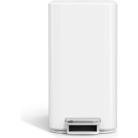 Steel Rectangle Step Pedal Trash Can, 2.4 Gallon, White view 2