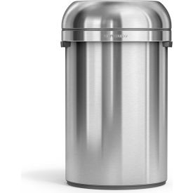 Stainless Steel Round Flat Open Decorative Trash Can, 30 Gallon, Silver view 2