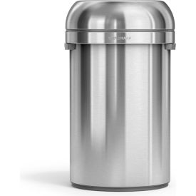 Stainless Steel Round Flat Open Decorative Trash Can, 21 Gallon, Silver view 2
