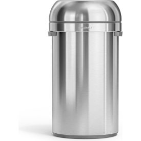 Stainless Steel Round Flat Open Decorative Trash Can, 16 Gallon, Silver view 2