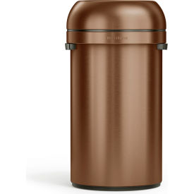 Stainless Steel Round Flat Open Decorative Trash Can, 16 Gallon, Bronze view 2